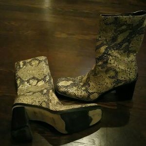 Mia Leather Faux Snake Olive Mid-Calf Boots 6